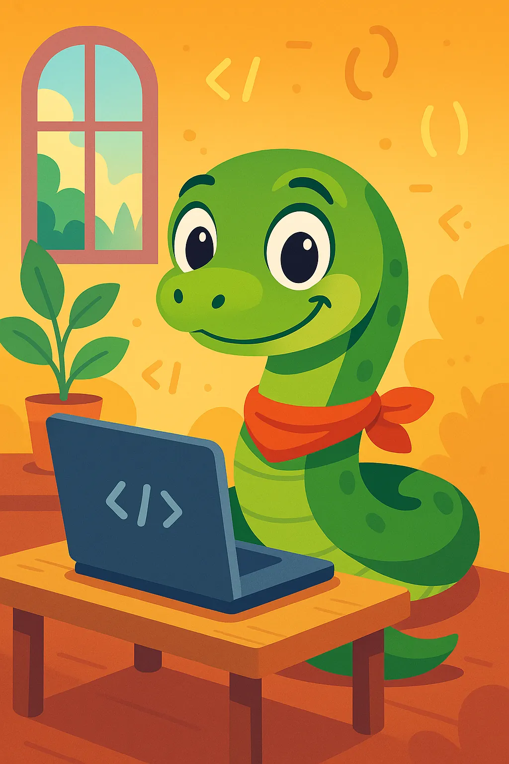 Peter the Python waves from a sunny window